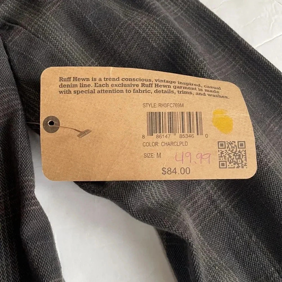 Ruff hewn charcoal plaid blazer 100% cotton NWT Women’s size M - Picture 4 of 12